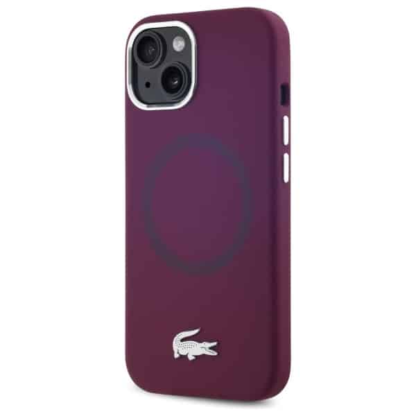 Lacoste Σιλικόνη Croco Λογότυπο MagSafe - θήκη για Apple iPhone 15 - Μπορντό - Image 2
