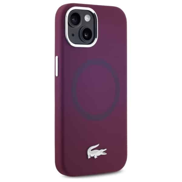 Lacoste Σιλικόνη Croco Λογότυπο MagSafe - θήκη για Apple iPhone 15 - Μπορντό - Image 4