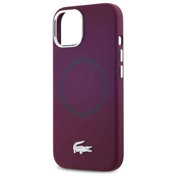 Lacoste Σιλικόνη Croco Λογότυπο MagSafe - θήκη για Apple iPhone 15 - Μπορντό - Image 6
