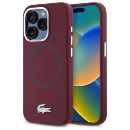 Lacoste Silicone Croco Logo MagSafe - θήκη για Apple iPhone 15 Pro Max - Μπορντό