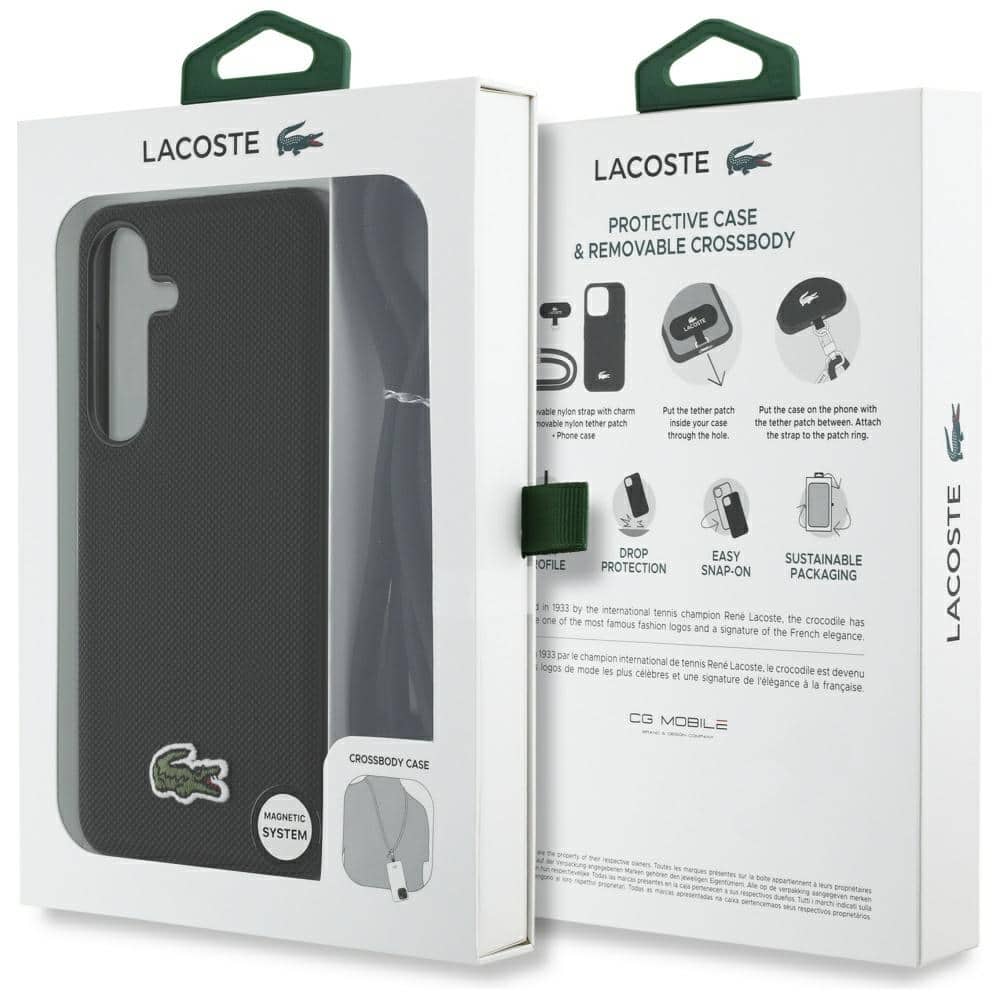 Lacoste Iconic Petit Pique Woven Logo CBDY Strap MagSafe - θήκη για Samsung Galaxy S25 - Μαύρο - Image 9