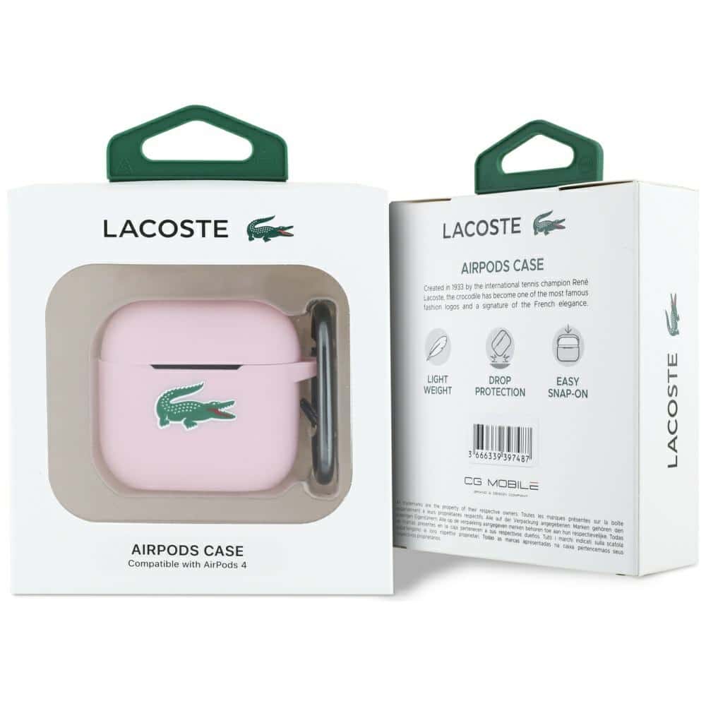 Θήκη για AirPods Lacoste LCA4SLOI με ροζ σιλικόνη και λογότυπο Croc - Image 3