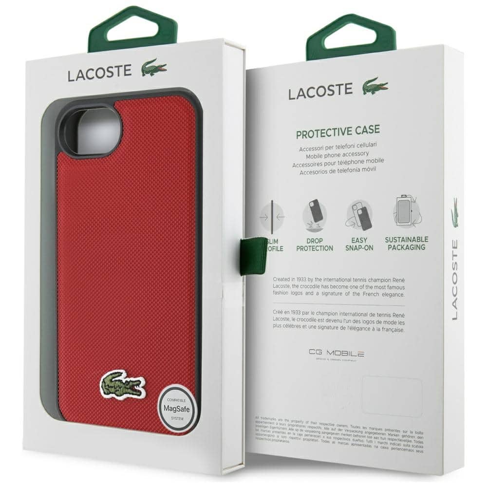 Lacoste Iconic Petit Pique Woven Logo MagSafe - θήκη για Apple iPhone 16e / 17e - Κόκκινο - Image 8