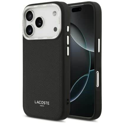 Θήκη Lacoste Champs Elysees με ασημί λογότυπο MagSafe για iPhone 17 Pro, μαύρη