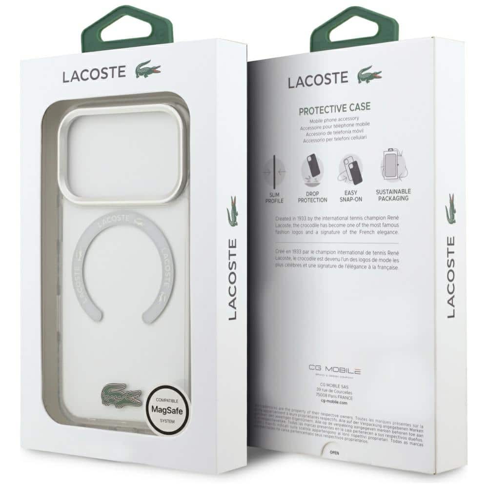 Θήκη Lacoste MagSafe με αντικραδασμική προστασία, διάφανη και γυαλιστερή επίστρωση για iPhone 17 Pro, λευκή - Image 8
