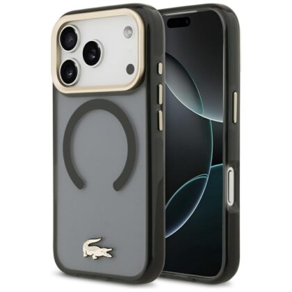 Lacoste Shockproof Διαφανής Ματ Χρυσό Λογότυπο MagSafe - θήκη για Apple iPhone 17 Pro - Μαύρο