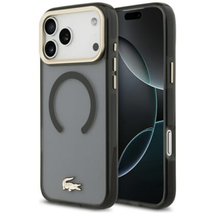 Lacoste Shockproof Διαφανής Ματ Χρυσό Λογότυπο MagSafe - θήκη για Apple iPhone 17 Pro Max - Μαύρο