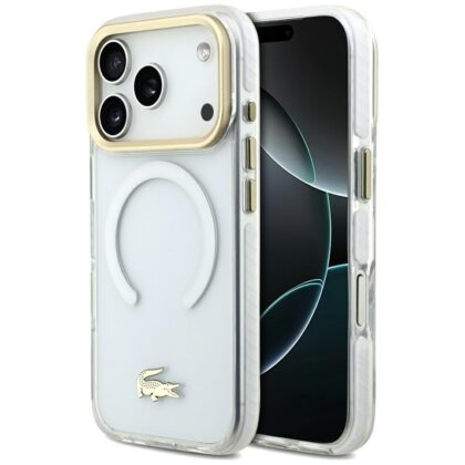 Lacoste Shockproof Διαφανής Ματ Χρυσό Λογότυπο MagSafe - θήκη για Apple iPhone 17 Pro - Λευκό