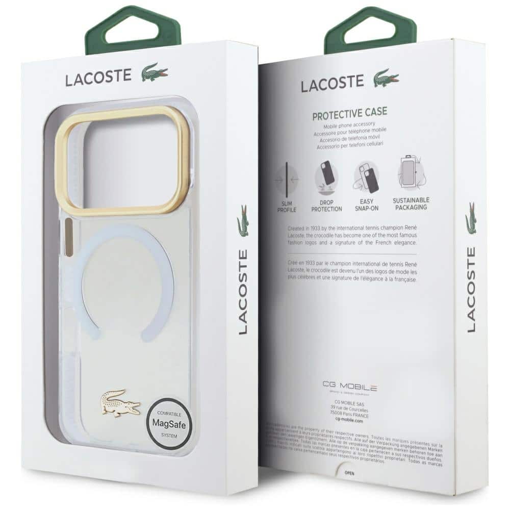 Lacoste Shockproof Διαφανής Ματ Χρυσό Λογότυπο MagSafe - θήκη για Apple iPhone 17 Pro - Λευκό - Image 8