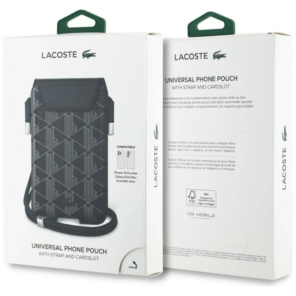 Τσάντα Lacoste Universal Sleeve Crossbody PVC Mono XL μαύρη - Image 4