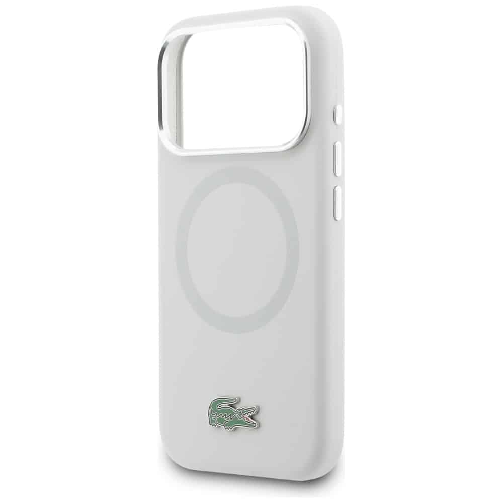 Θήκη MagSafe Lacoste HC με μεταλλικό λογότυπο σιλικόνης για iPhone 17 Pro Max γκρι - Image 6