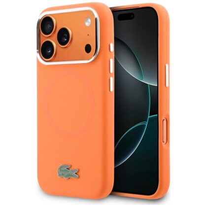 Lacoste Silicone Metal Logo MagSafe - θήκη για Apple iPhone 17 Pro - Πορτοκαλί