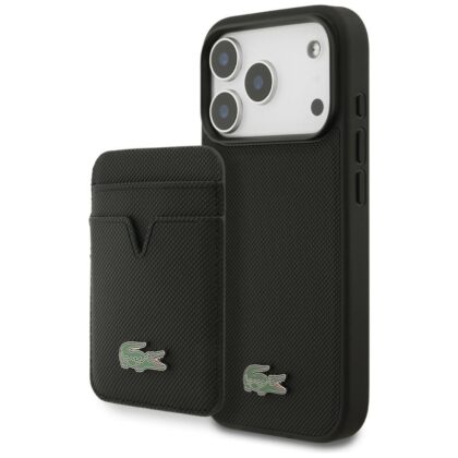 Σετ θήκης + πορτοφολιού Lacoste Petit Pique MagSafe για iPhone 17 Pro μαύρη