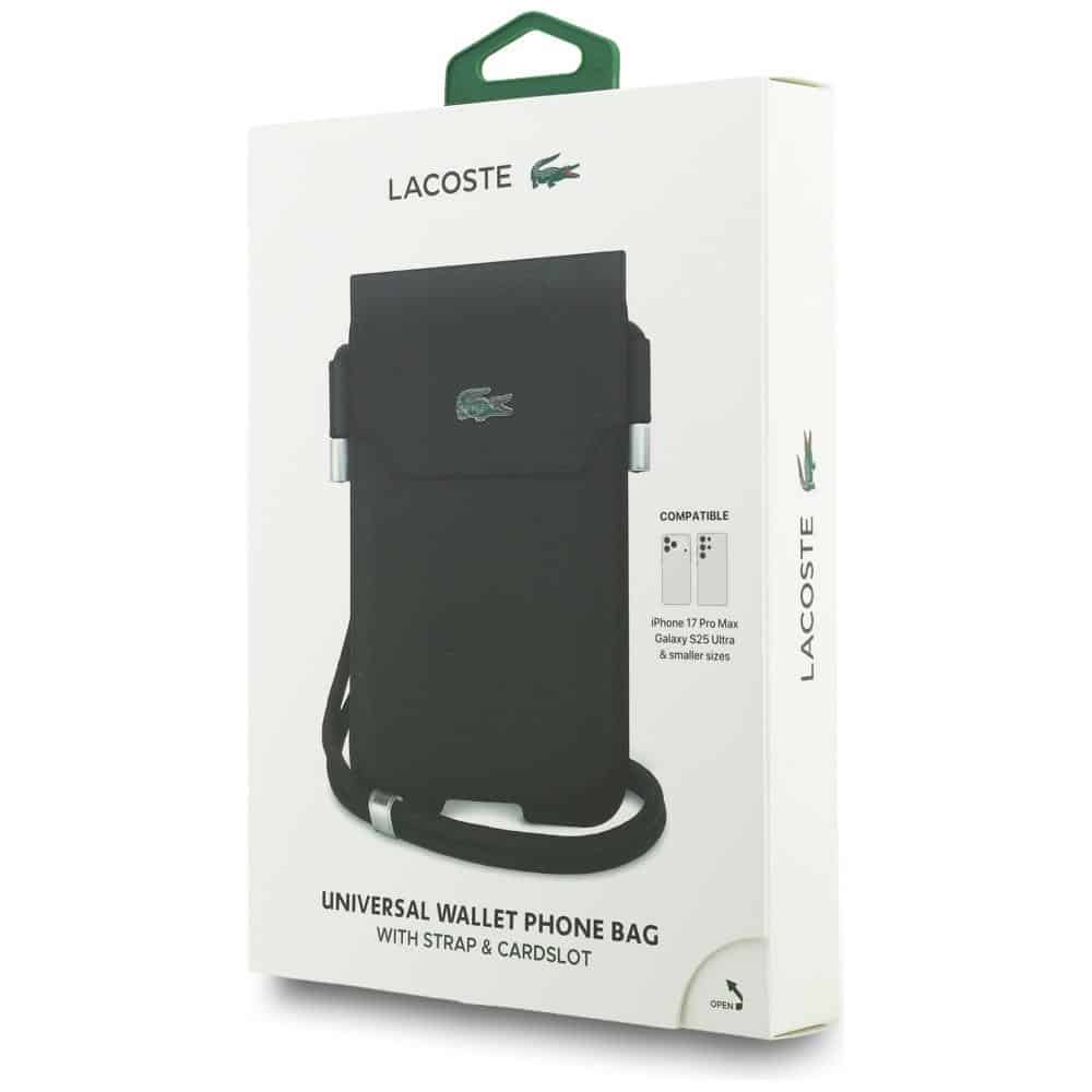 Τσάντα Lacoste Universal Sleeve Crossbody Petit Pique Μεταλλικό Λογότυπο XL μαύρη - Image 4