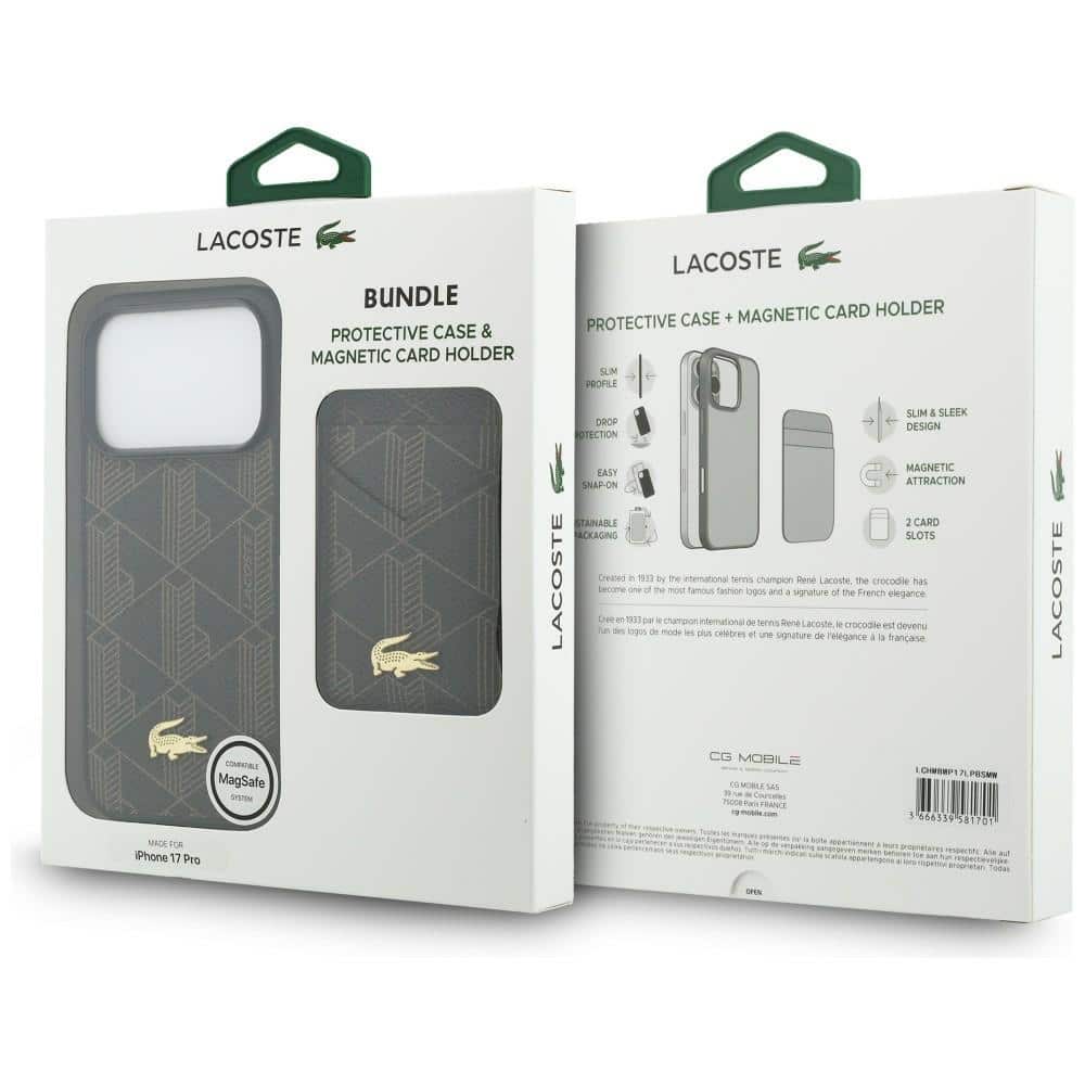 Σετ θήκης + πορτοφολιού Lacoste PVC Blend MagSafe για iPhone 17 Pro καφέ - Image 10