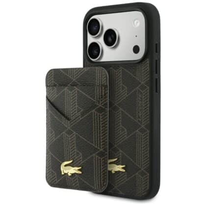 Σετ θήκης + πορτοφολιού Lacoste PVC Blend MagSafe για iPhone 17 Pro καφέ