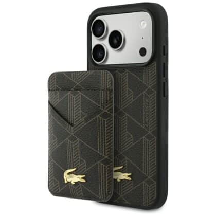 Σετ θήκης + πορτοφολιού Lacoste PVC Blend MagSafe για iPhone 17 Pro Max καφέ