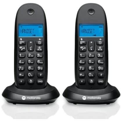 Σετ ασύρματων σταθερών τηλεφώνων Motorola C1002CB+, μαύρα, 2 τεμ.