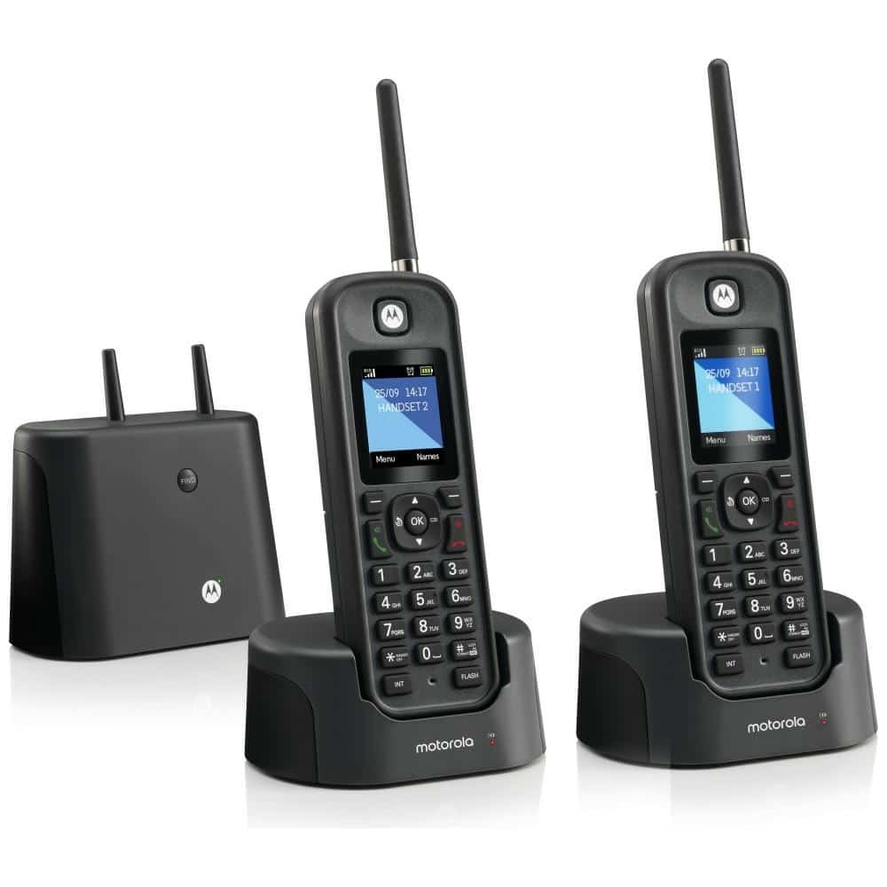 Σετ ασύρματων σταθερών τηλεφώνων Motorola O202 2 τεμαχίων με κεραία μεγάλης απόστασης σε μαύρο χρώμα - Image 3