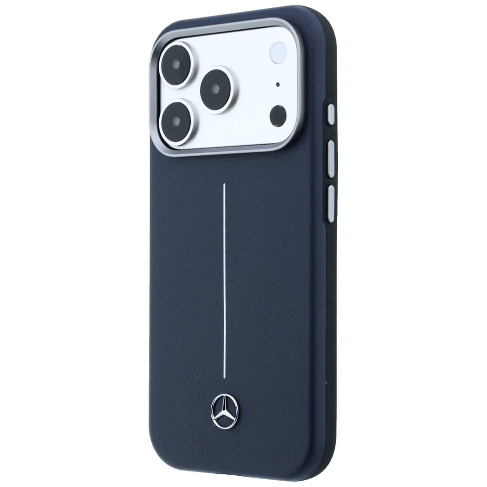 Θήκη Mercedes Δερμάτινη Ημι-Τυλιχτή Iconic Line MagSafe για iPhone 17 Pro Max μπλε σκούρο - Image 2