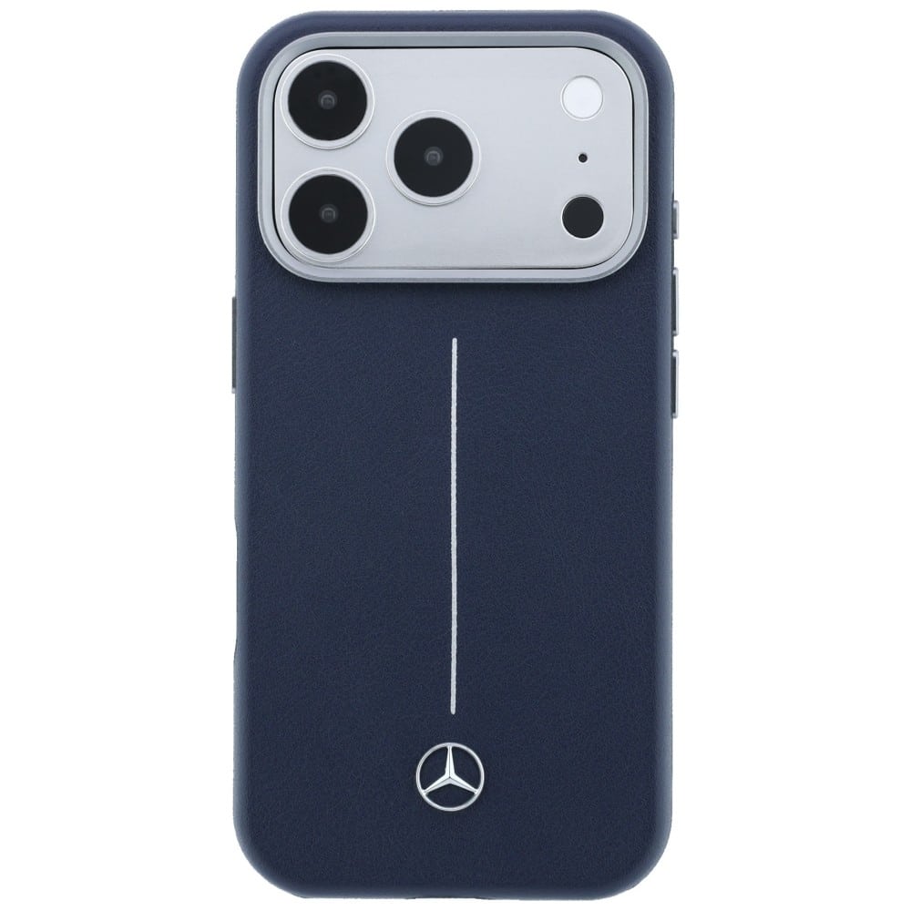Θήκη Mercedes Δερμάτινη Ημι-Τυλιχτή Iconic Line MagSafe για iPhone 17 Pro Max μπλε σκούρο - Image 3