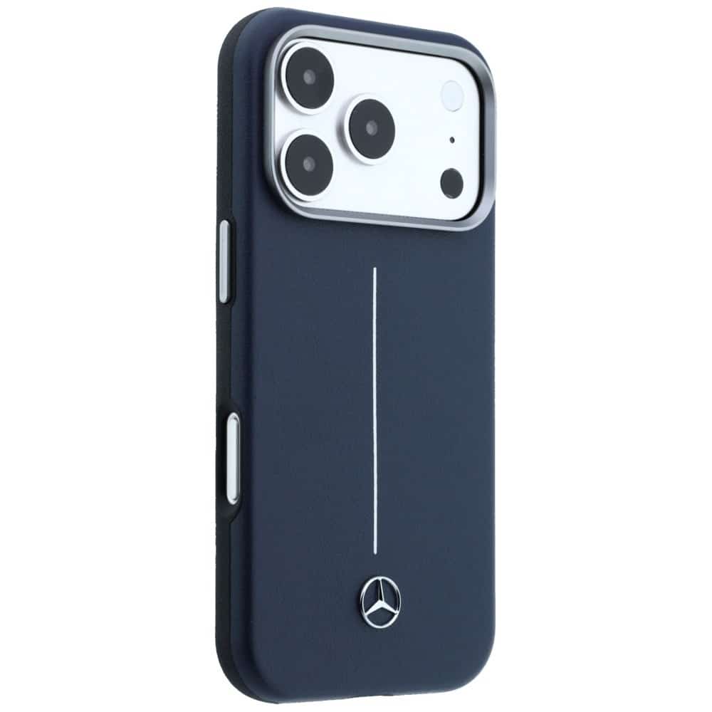 Θήκη Mercedes Δερμάτινη Ημι-Τυλιχτή Iconic Line MagSafe για iPhone 17 Pro Max μπλε σκούρο - Image 4