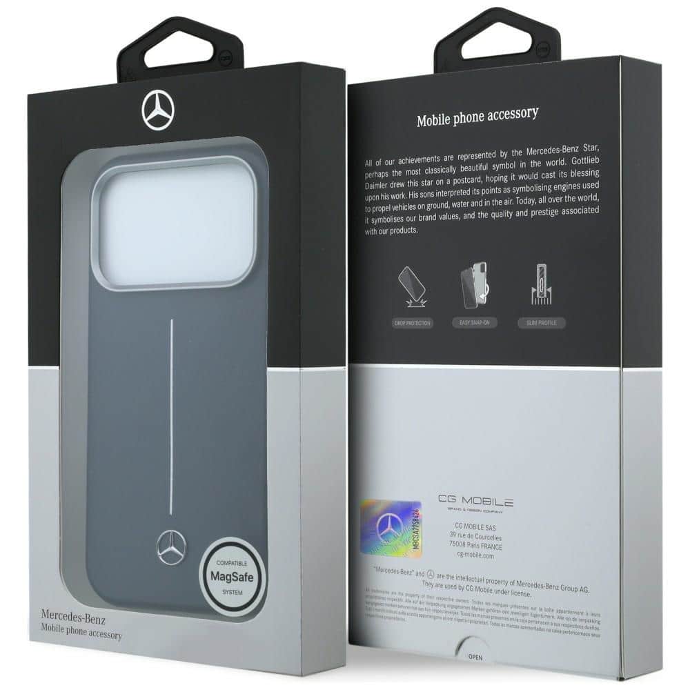 Θήκη Mercedes Δερμάτινη Ημι-Τυλιχτή Iconic Line MagSafe για iPhone 17 Pro Max μπλε σκούρο - Image 8