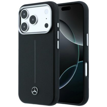 Θήκη Mercedes Δερμάτινη Ημι-Τυλιχτή Iconic Line MagSafe για iPhone 17 Pro μαύρη