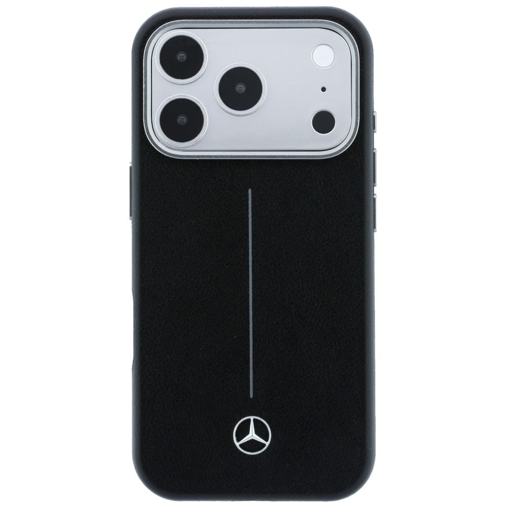 Θήκη Mercedes Δερμάτινη Ημι-Τυλιχτή Iconic Line MagSafe για iPhone 17 Pro Max μαύρη - Image 3