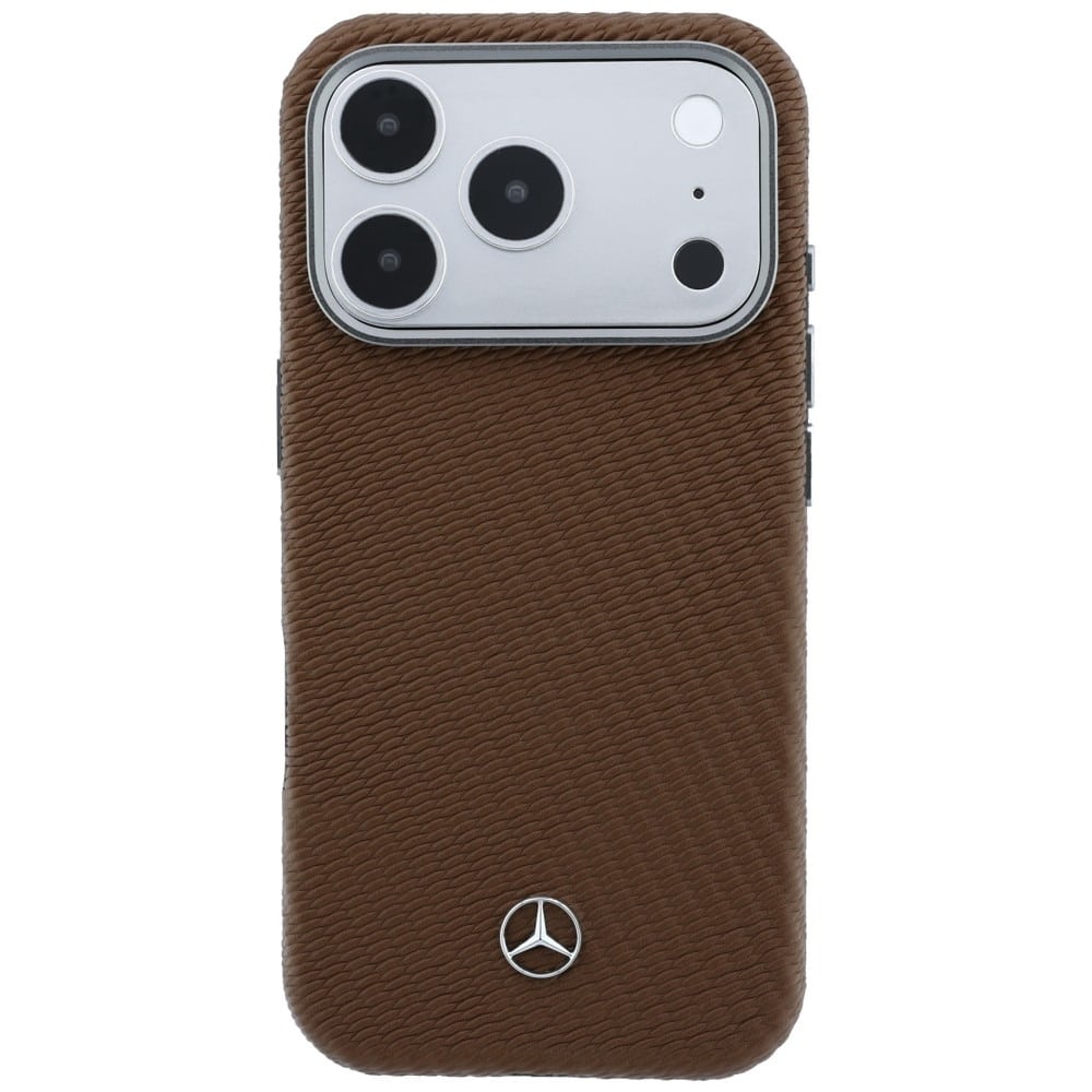 Θήκη Mercedes Δερμάτινη Ημι-Τυλιχτή με Εφέ Ξύλου MagSafe για iPhone 17 Pro σε Κάμελ Χρώμα - Image 3