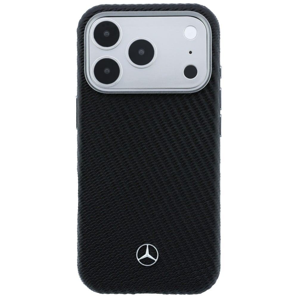 Θήκη Mercedes Δερμάτινη Ημι-Τυλιχτή με Εφέ Ξύλου MagSafe για iPhone 17 Pro μαύρη - Image 3