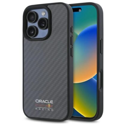 Red Bull Carbon Fiber Shiny Logo MagSafe - θήκη για Apple iPhone 16 Pro - Μαύρο
