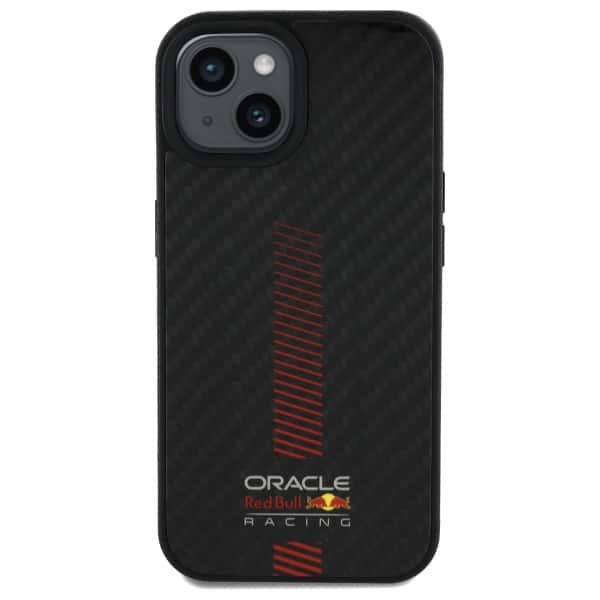 Red Bull RBHMP15S24CFGSMK Σκληρή θήκη iPhone 15 6.1" μαύρη από ανθρακονήματα Power Bar MagSafe - Image 3