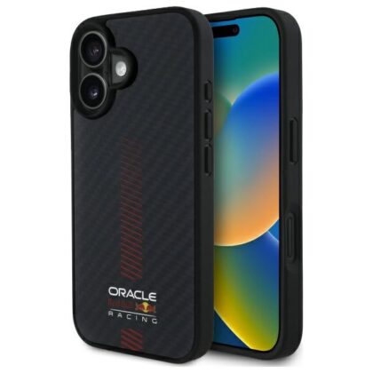 Red Bull Carbon Fiber Power Bar MagSafe - θήκη για Apple iPhone 16 Plus - Μαύρο