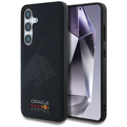 Θήκη Red Bull από δέρμα με ανάγλυφο πλέγμα Bull MagSafe για Samsung Galaxy S25 μπλε-μπλε