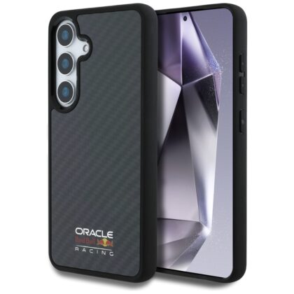 Θήκη MagSafe Red Bull με γυαλιστερό λογότυπο και πραγματικό ανθρακονήματα για Samsung Galaxy S25, μαύρη