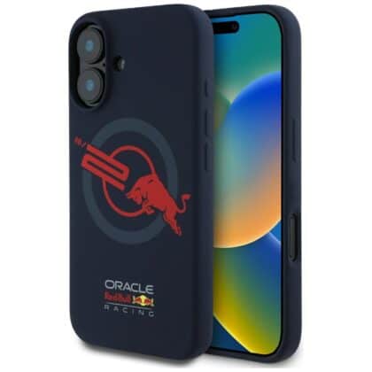 Θήκη Red Bull HC Σιλικόνης ORBR20 με Κόκκινη Επένδυση για iPhone 16 MagSafe μπλε σκούρο