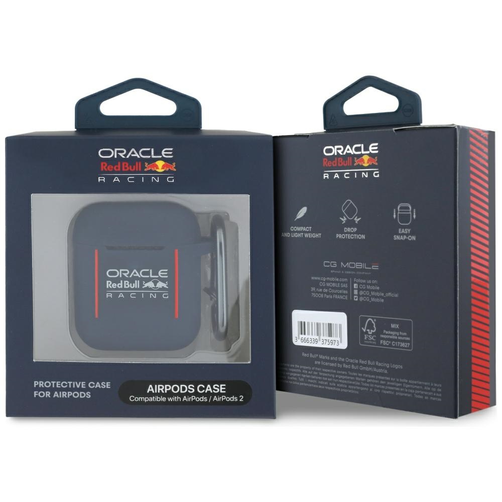 Θήκη Red Bull Σιλικόνης με Λογότυπο & Γραμμές για AirPods 1/2 μπλε σκούρο - Image 3