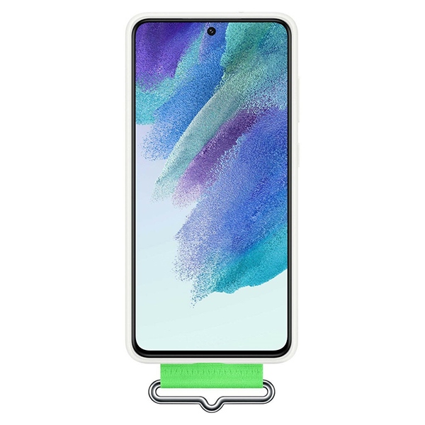 Θήκη σιλικόνης με λευκό κάλυμμα και λουράκι Samsung EF-GG990TW S21 G990 - Image 2