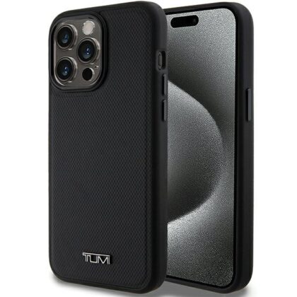 Σκληρή θήκη Tumi TUHMP15XRBAK για iPhone 15 Pro Max 6,7" σε μαύρο χρώμα με δερμάτινο βαλλιστικό μοτίβο και MagSafe