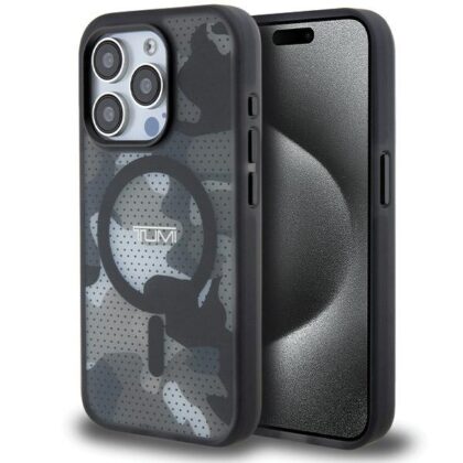 Σκληρή θήκη Tumi TUHMP15XTCAMK για iPhone 15 Pro Max 6,7" σε μαύρο χρώμα με εκτύπωση Frosted Camo και MagSafe