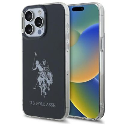Θήκη US Polo USHCP15XTPUHRBK για iPhone 15 Pro Max 6,7" μαύρο με λαμπερό μεγάλο λογότυπο