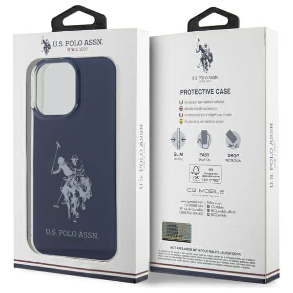 US Polo USHCP15XTPUHRBV iPhone 15 Pro Max 6,7" μπλε με λαμπερό μεγάλο λογότυπο - Image 8