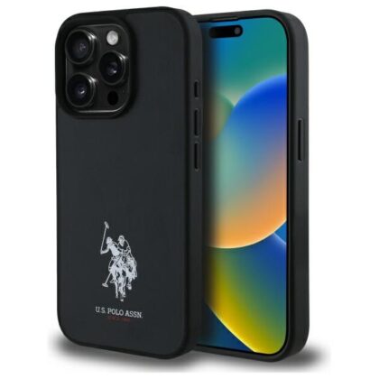 US Polo USHCP15XPGEK iPhone 15 Pro Max 6,7" μαύρο με κέντημα δέρματος DH χρώμα