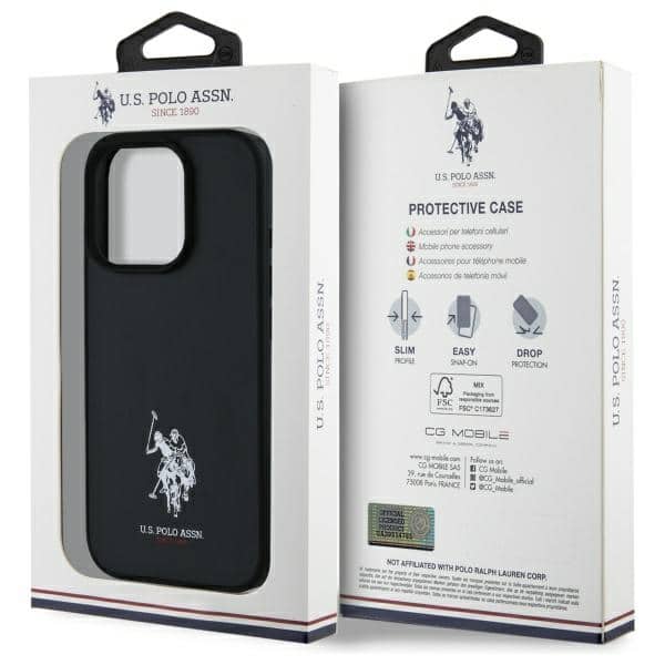 US Polo USHCP15XPGEK iPhone 15 Pro Max 6,7" μαύρο με κέντημα δέρματος DH χρώμα - Image 8