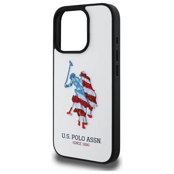 Θήκη US Polo USHCP15XPUSH για iPhone 15 Pro Max 6,7" με λευκό δερμάτινο λογότυπο και αμερικανική σημαία - Image 3