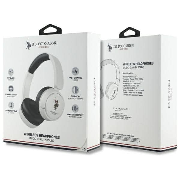 Ακουστικά Bluetooth US Polo USHPV6PUNH λευκά με λογότυπο DH - Image 4