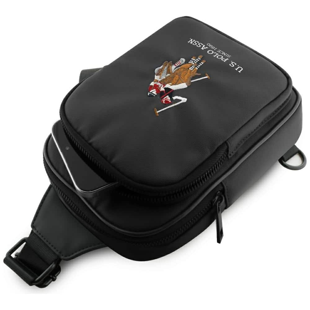Τσάντα τηλεφώνου US Polo Petit Pique Crossbody μαύρη - Image 4