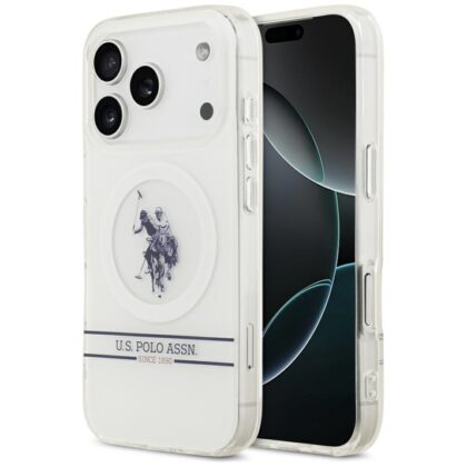 U.S. Polo Assn. Θήκη MagSafe US Polo DH με Λογότυπο Bottom Stripe - θήκη για Apple iPhone 17 Pro - Λευκό