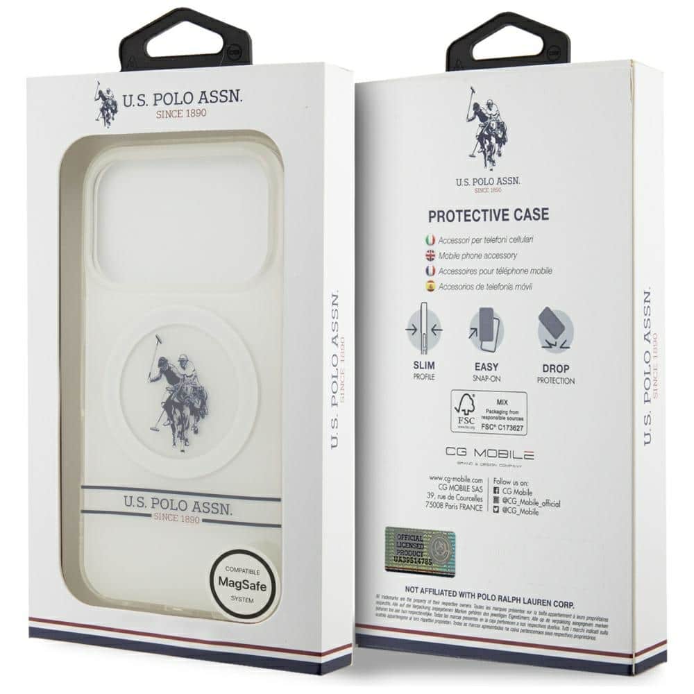 U.S. Polo Assn. Θήκη MagSafe US Polo DH με Λογότυπο Bottom Stripe - θήκη για Apple iPhone 17 Pro - Λευκό - Image 8